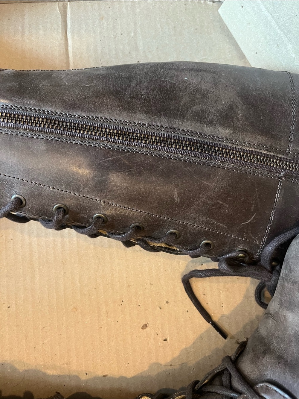 KATNISS Frye Melissa Tall Brown Leather Lace Up Knee High Riding Boot Size 9 - Picture 8 of 12
